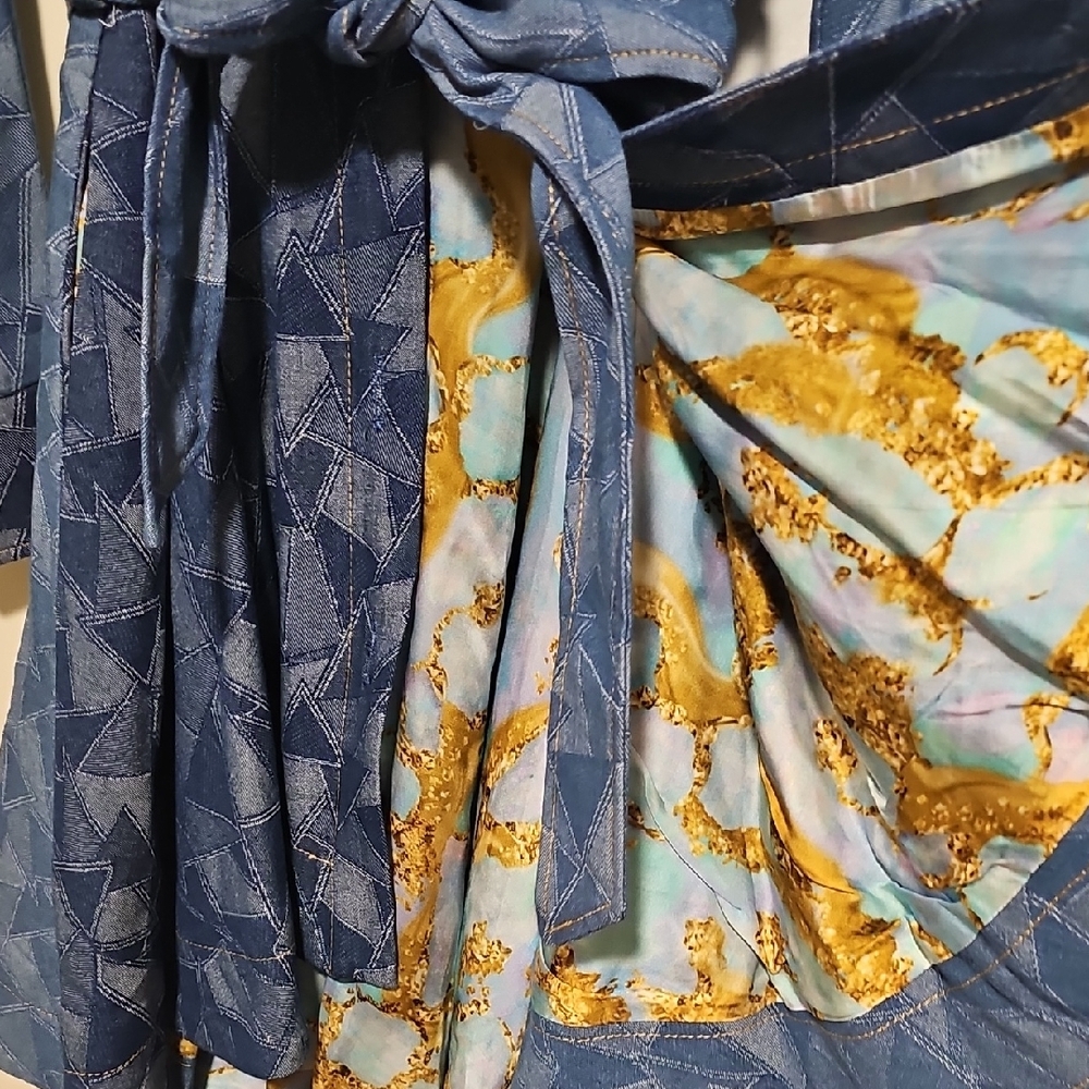 Sassy Jones Ginger Denim Patchwork Jacket Size Sm… - image 4